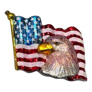 Radko American USA Patriotic Christmas Ornament Flag Eagle Bold And Brave READ